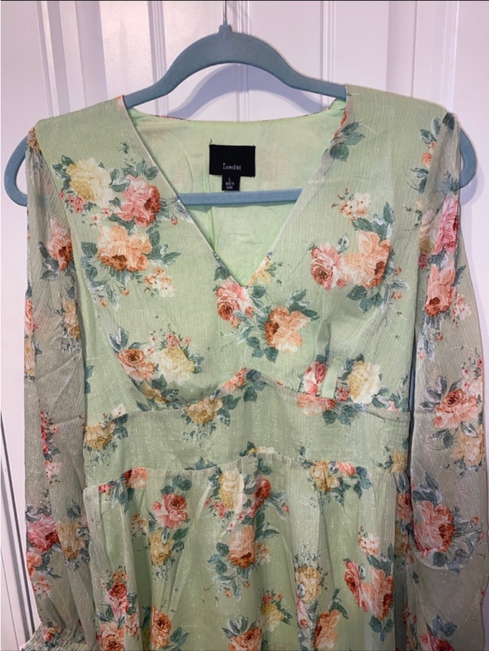Lumiere Mint Green Floral Mini Dress